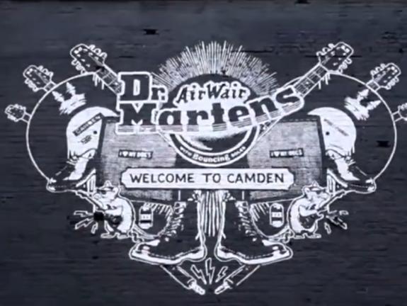 Screenshots of video showing the installation of the Dr Martens Welcome to Camden campaign